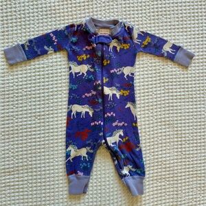 Hanna Andersson Girls Purple Unicorn Pony Pals Organic Cotton Zip Sleeper: 3-6M